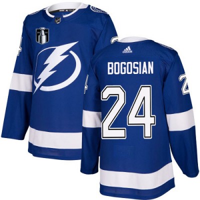 Adidas Tampa Bay Lightning #24 Zach Bogosian Blue 2022 Stanley Cup Final Patch Home Authentic Stitched NHL Jersey